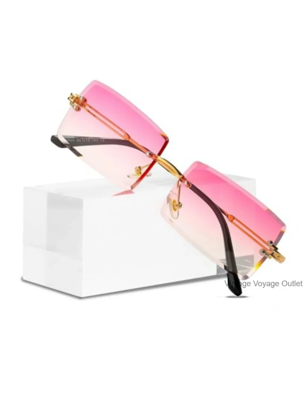 Rimless Rectangle Sunglasses Unisex Y2K Retro Frameless Eyewear UV400